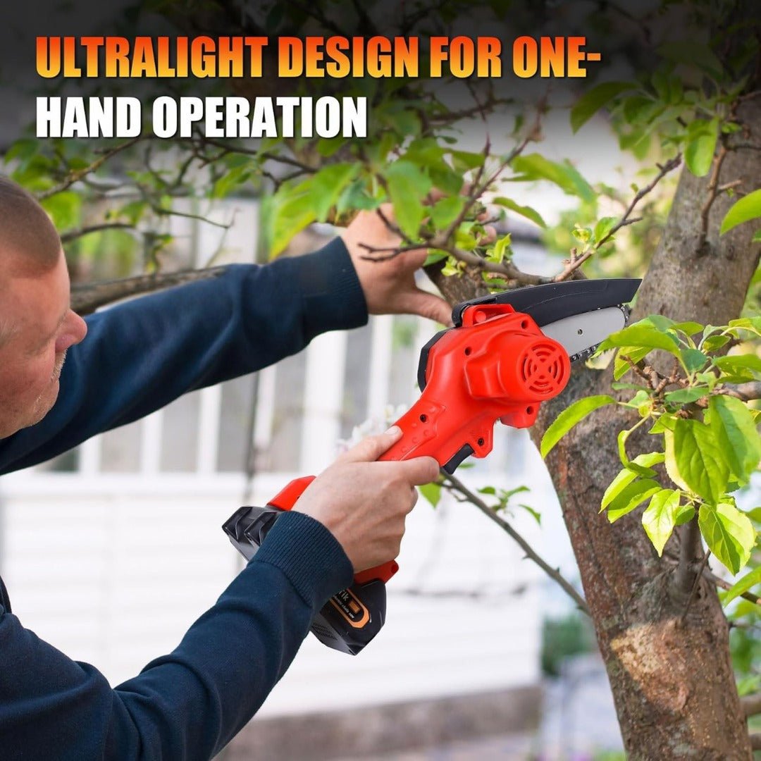 Cordless Mini Chainsaw 4.3" – Lightweight Rechargeable Electric Pruner
