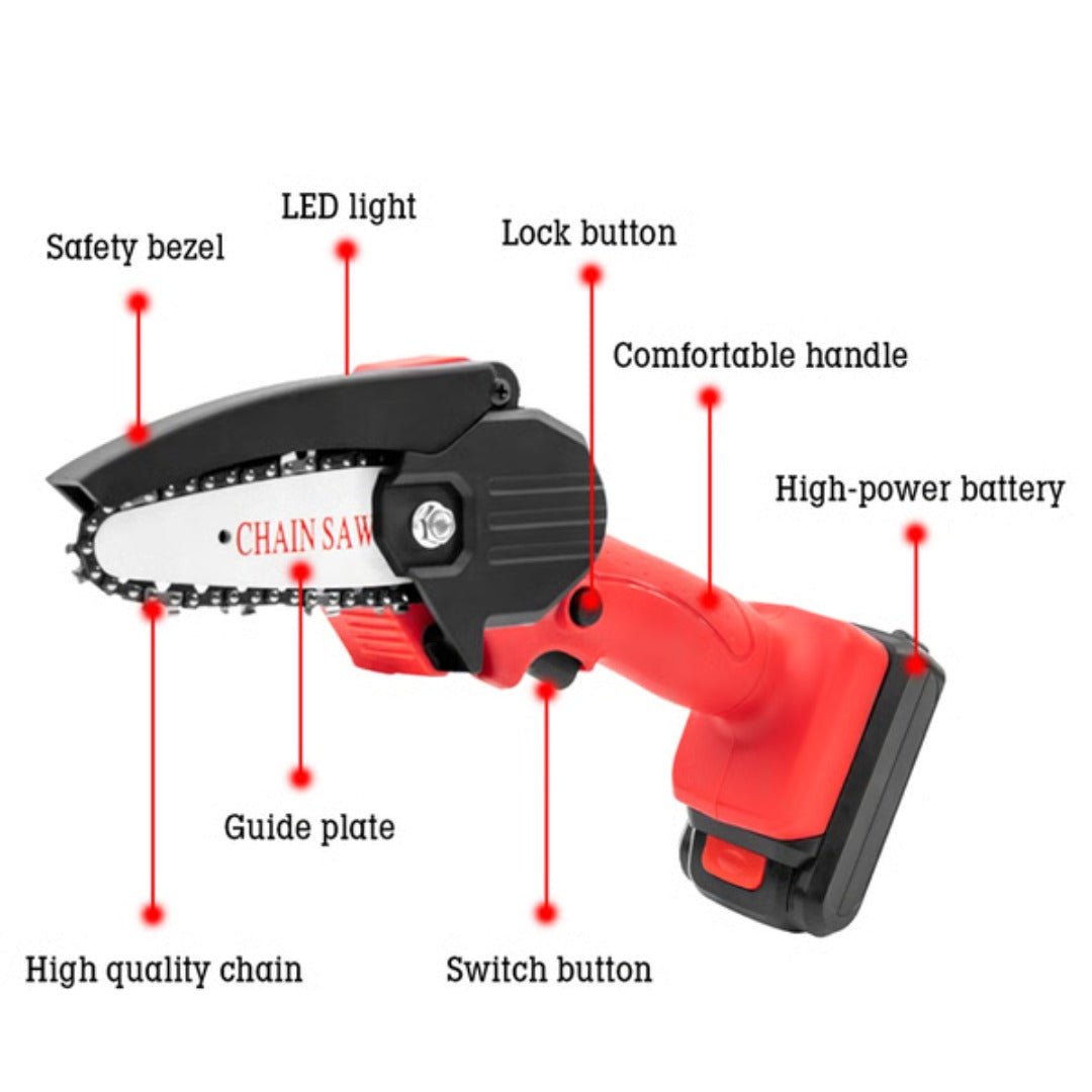 Cordless Mini Chainsaw 4.3" – Lightweight Rechargeable Electric Pruner
